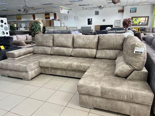 Sofá rinconera cama beige