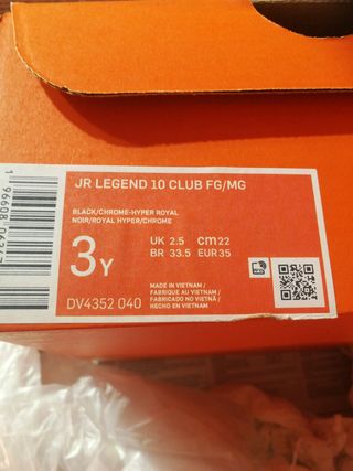 Botas Nike Jr. Tiempo Legend 10 Club talla 35