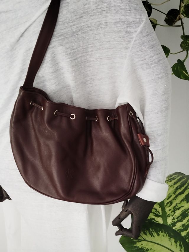 Bolso bandolera piel marrón