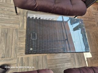 Conjunto jardín mimbre plastico antracita 