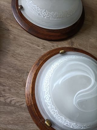 2 Plafoniere vetro beige, decorate