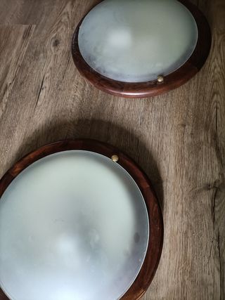2 Plafoniere vetro beige, decorate