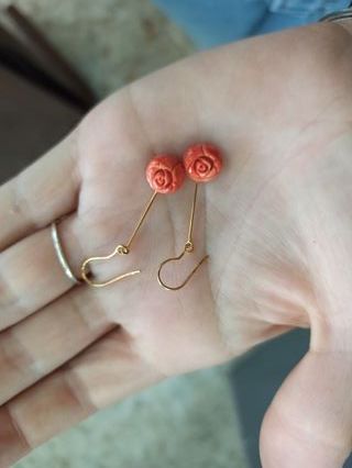 Pendientes coral rosa oro