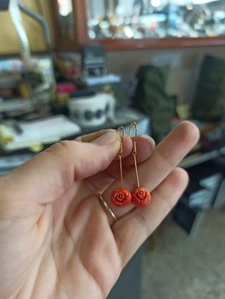 Pendientes coral rosa oro