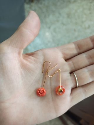 Pendientes coral rosa oro