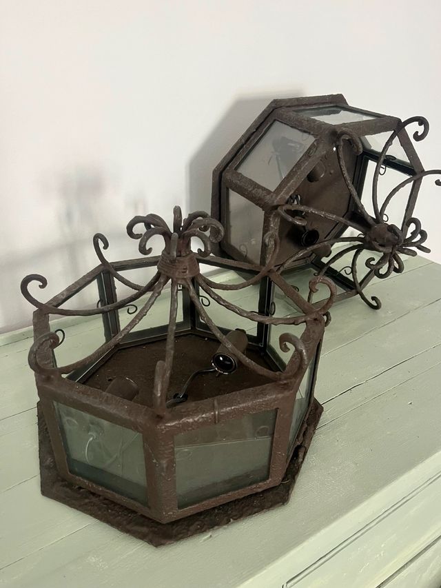 2 lampade da soffitto in ferro battuto