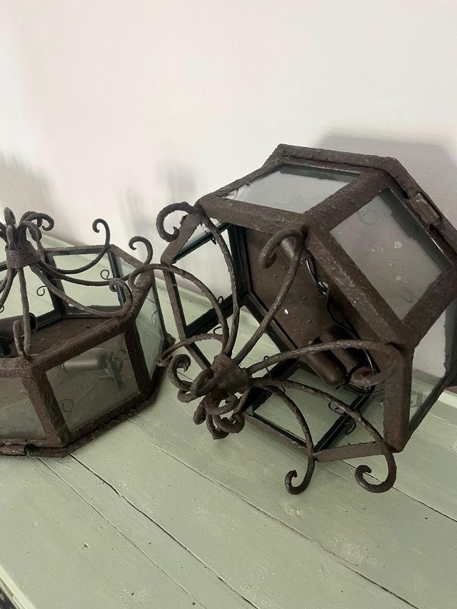 2 lampade da soffitto in ferro battuto