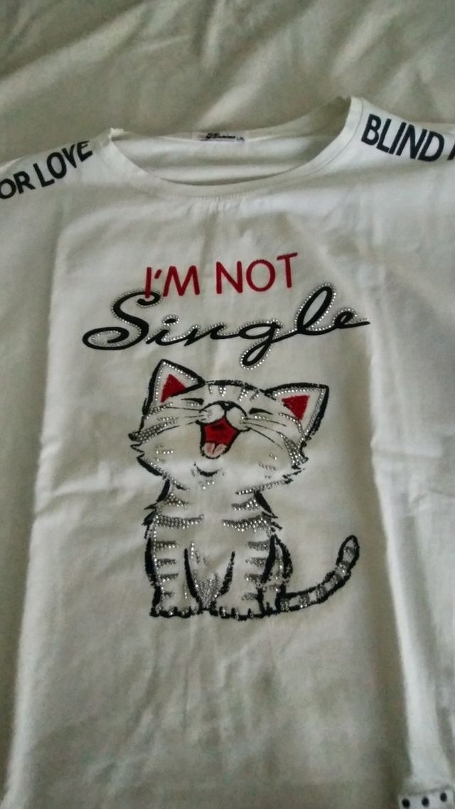 Camiseta blanca estampada - Gato