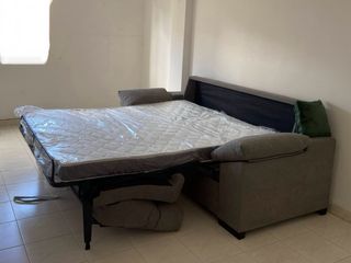 Sofá cama apertura italiana tela antimanchas, Gris