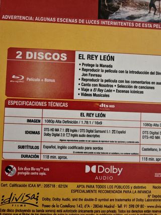 Blu-ray El Rey León: 2 Películas