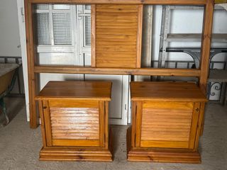 Cabecero cama + 2 mesitas noche madera