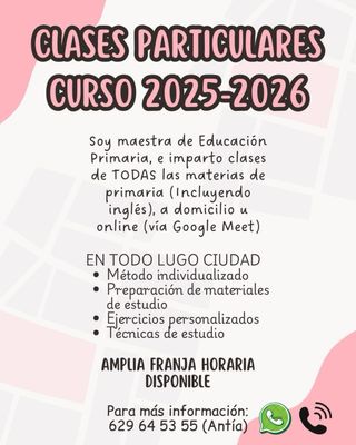 Clases particulares primaria Lugo a domicilio