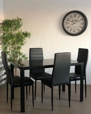 Pack oferta - Mesa comedor 4 sillas cristal negro!