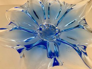 Centro de mesa cristal azul vintage