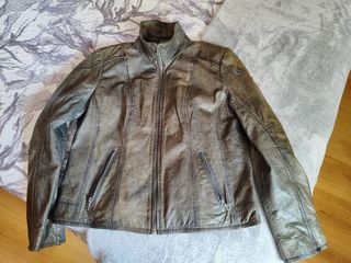 Cazadora biker Gipsy piel verde oliva-marrón 