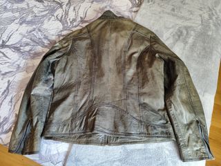 Cazadora biker Gipsy piel verde oliva-marrón 