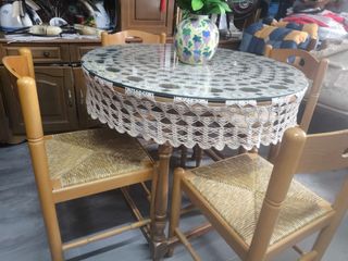 Mesa + 4 sillas madera rústica