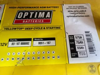 OFERTA!!!!Batería Regenerada Optima Yellowtop 75Ah