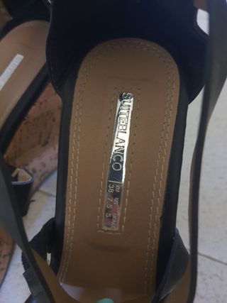 Sandalias cuña BLANCO negras 38