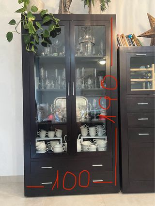 2 Muebles Vitrina - Madera & Cristal