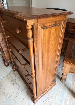 Mesitas noche madera tallada Cabecero y Cómoda