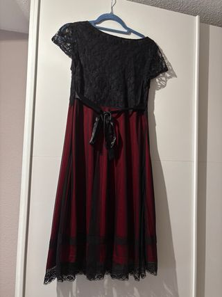 Vestido encaje negro y rojo