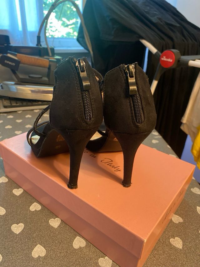 Sandali tacco nero con strass