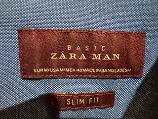 Camisa Zara Man azul talla M - Slim Fit