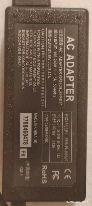 Cargador compatible Acer PA-1600-07