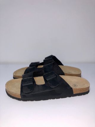 Sandalias LIVERGY negras/marrones plantilla cuero