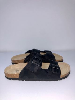 Sandalias LIVERGY negras/marrones plantilla cuero