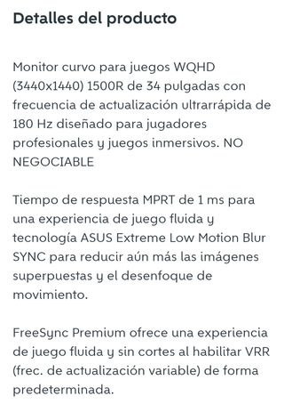 Monitor ASUS TUF Gaming 34" Curvo