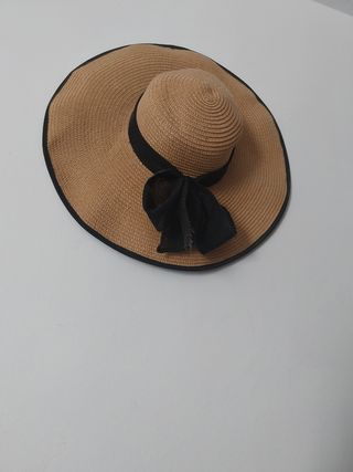 Sombrero playa beige c/cinta negra