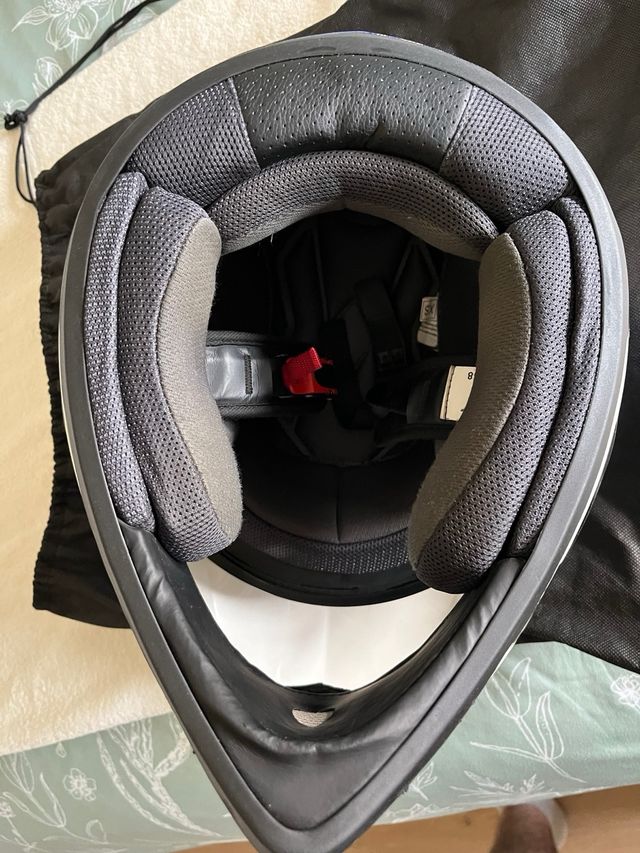 Casco moto modular blanco-azul