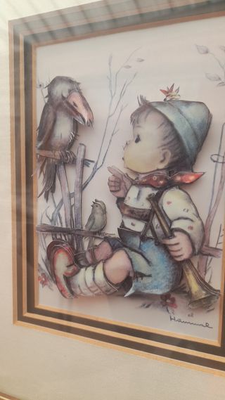 Quadro vintage Bambino e Corvo