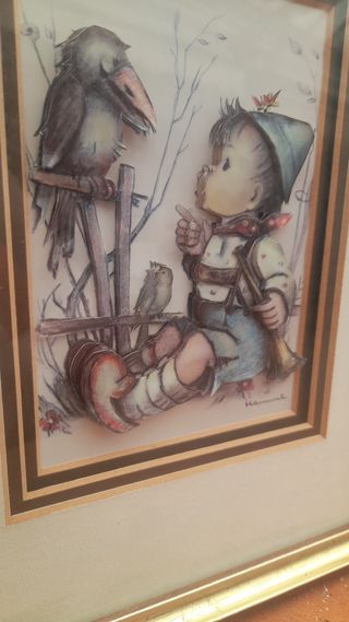 Quadro vintage Bambino e Corvo