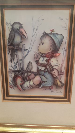 Quadro vintage Bambino e Corvo