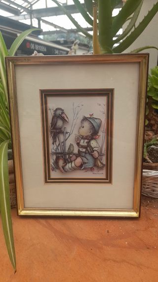 Quadro vintage Bambino e Corvo