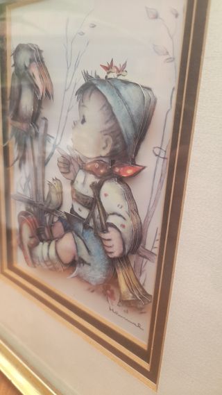 Quadro vintage Bambino e Corvo