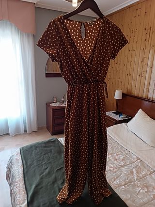 Mono marrón - lunares blancos - Talla S