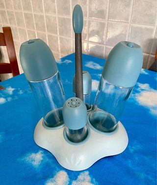 Set oliera/spezie Guzzini azzurro nuovo s/scatola