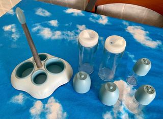 Set oliera/spezie Guzzini azzurro nuovo s/scatola