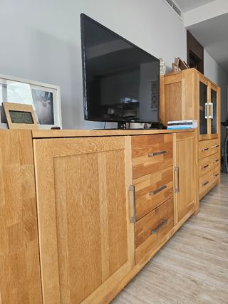 Conjunto salón madera de roble maciza