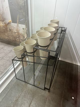 Expositor flores en hierro-12 portamacetas de zinc