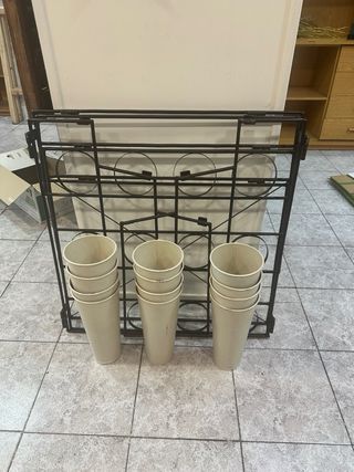 Expositor flores en hierro-12 portamacetas de zinc