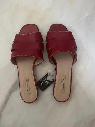 Sandalias Massimo Dutti rojas, talla 37