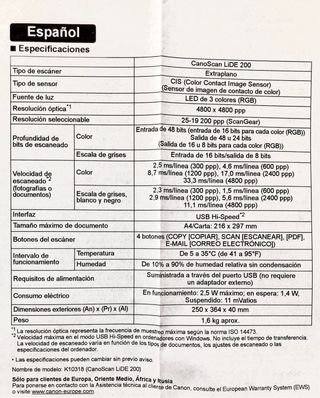 Escáner Canon LiDE 200