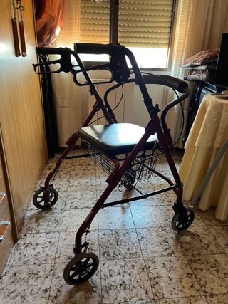 Andador con asiento y cesta