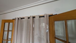 Visillos Cortina beige barra negra