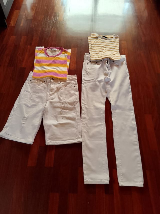 2 Camisetas y pantalones blancos